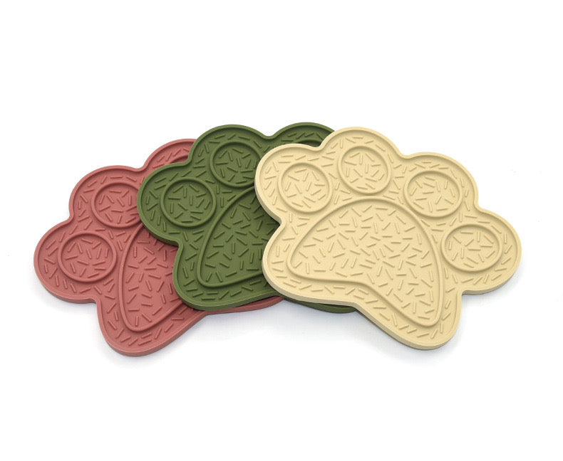 Silicone Paw Print Lick Mat with Suction Base - Slow Feeding and Oral Health for Pets