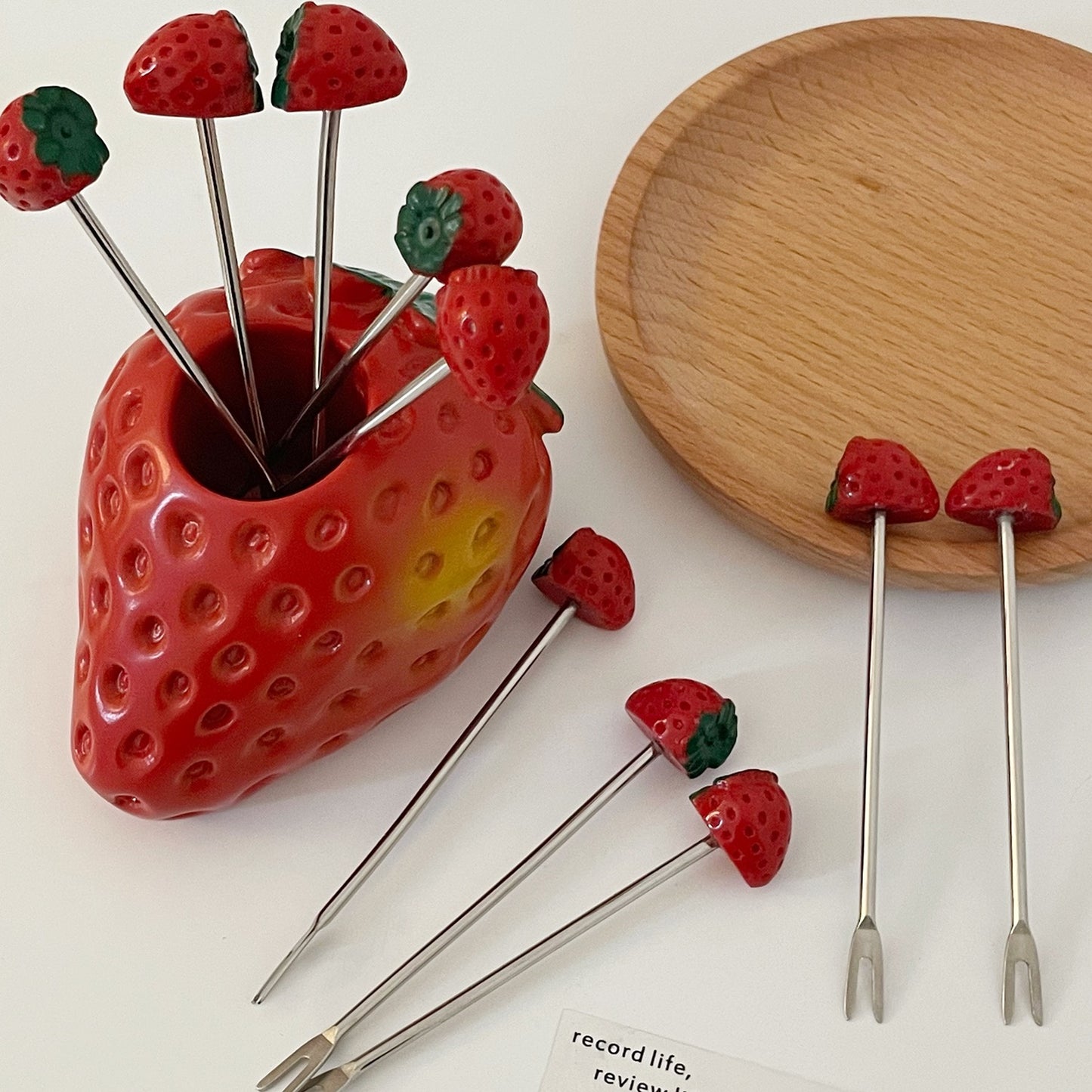 Stainless Steel Strawberry-Shaped Fruit Forks Set