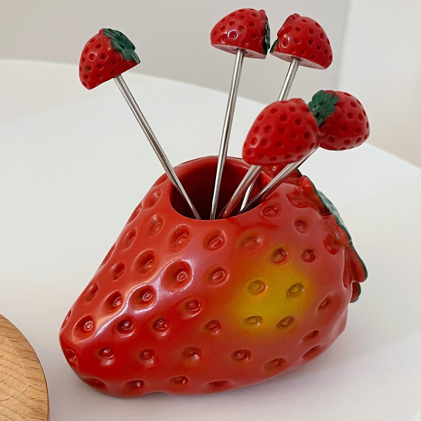 Stainless Steel Strawberry-Shaped Fruit Forks Set