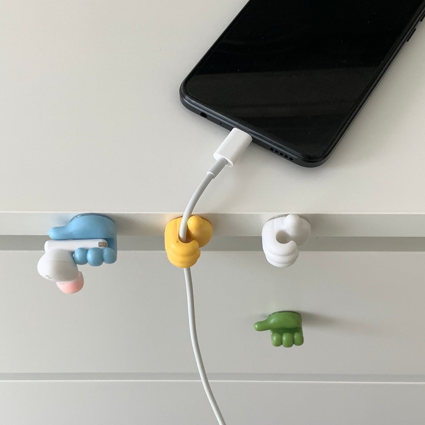 Thumb Shaped Cable Organizer and Fastening Hooks (Set of 5)