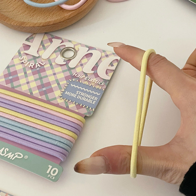 Simple Basic Hair Ties Elastic and Seamless Hairbands in Spring Shades