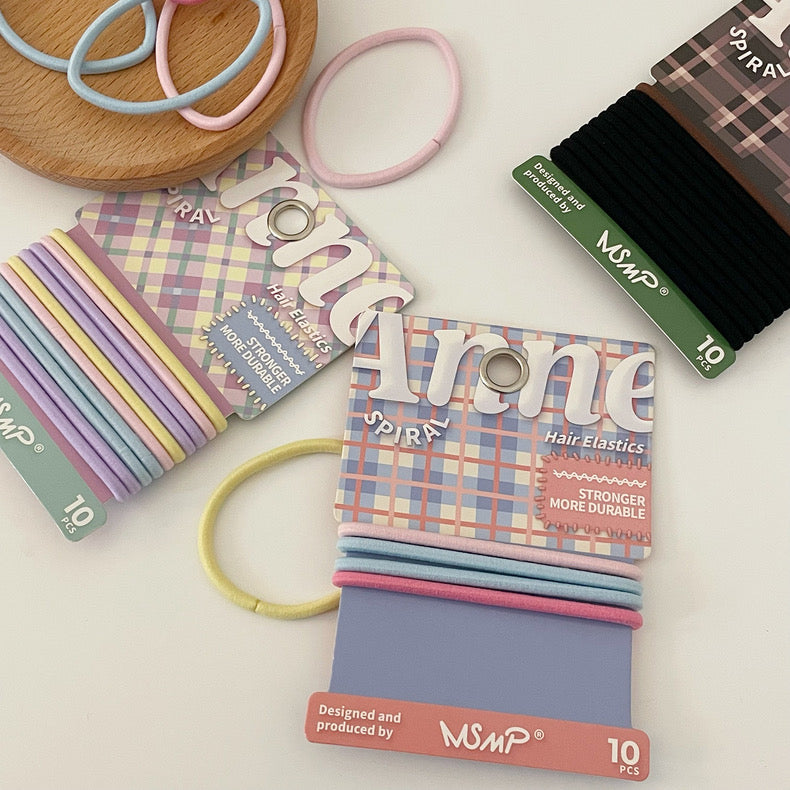 Simple Basic Hair Ties Elastic and Seamless Hairbands in Spring Shades