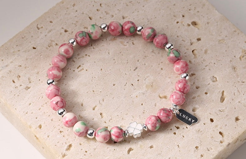 925 Sterling Silver Shoushan Stone Bracelet Handmade Beaded Bracelet