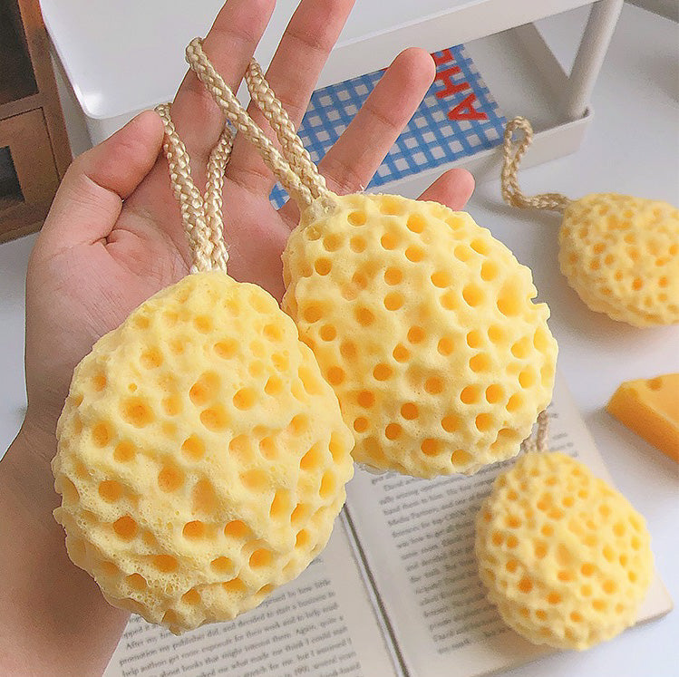 Cheese Shape Honeycomb Sponge Bath Ball