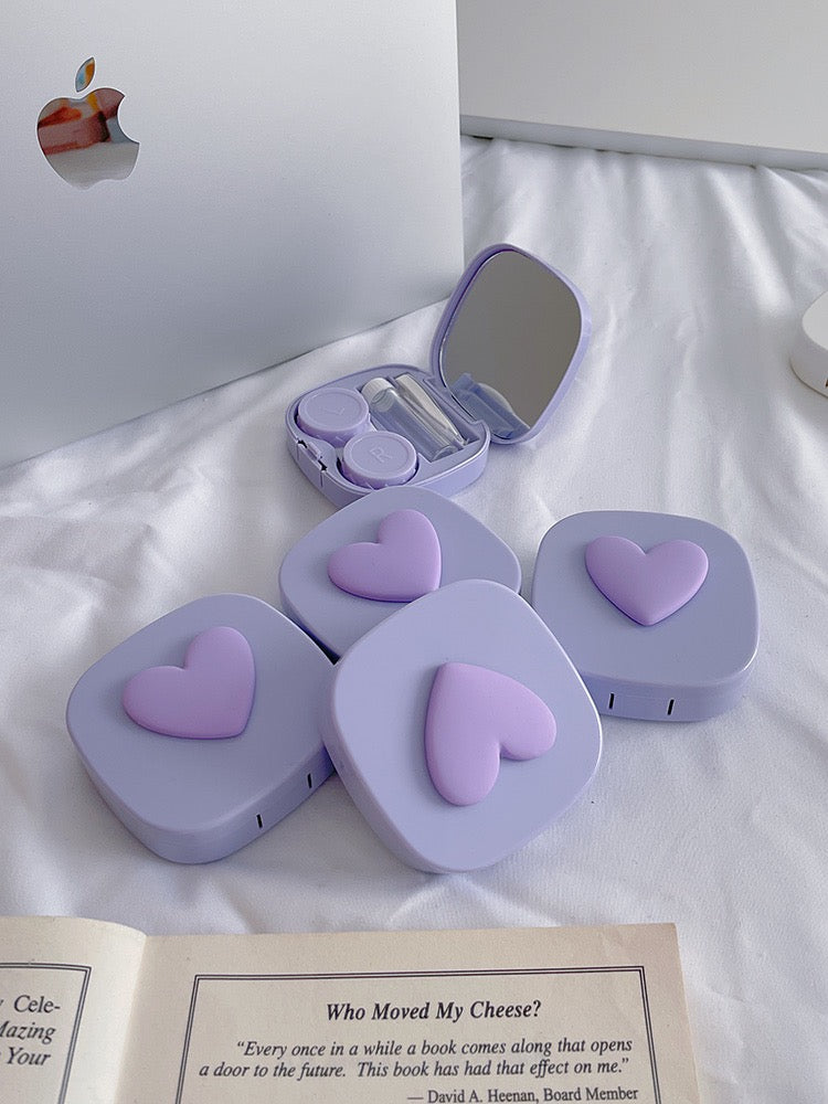 Colorful Heart Design Portable Leak-Proof Contact Lens Case with Mirror
