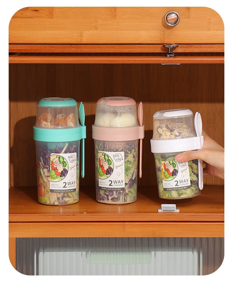Sealed Salad Cup with Spork (Double-Layer/Single-Layer)