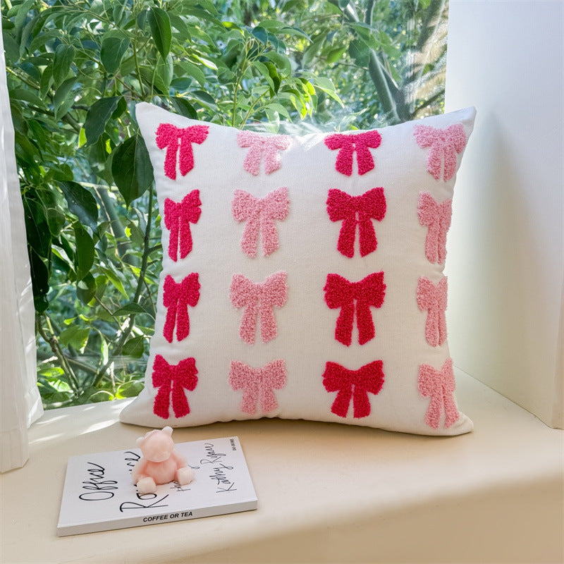 Pink Bows Throw Pillow Cover