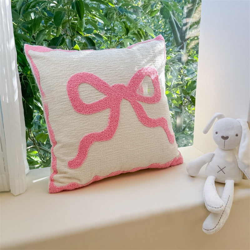 Pink Big Bow Throw Pillow Cover