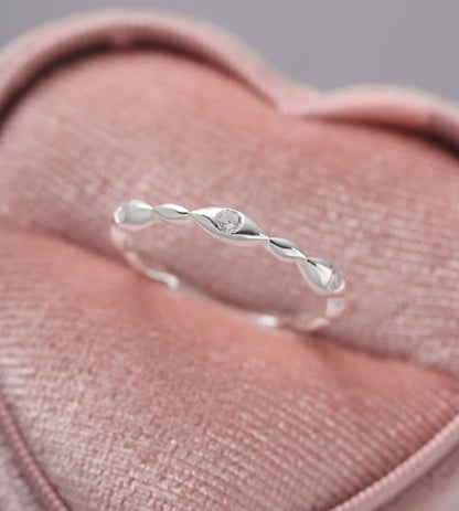 Sterling Silver Irregular Rice Beaded Open Band Ring