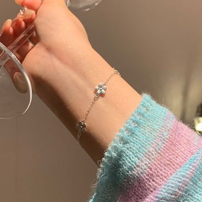 Sterling Silver Flower Chain Bracelet