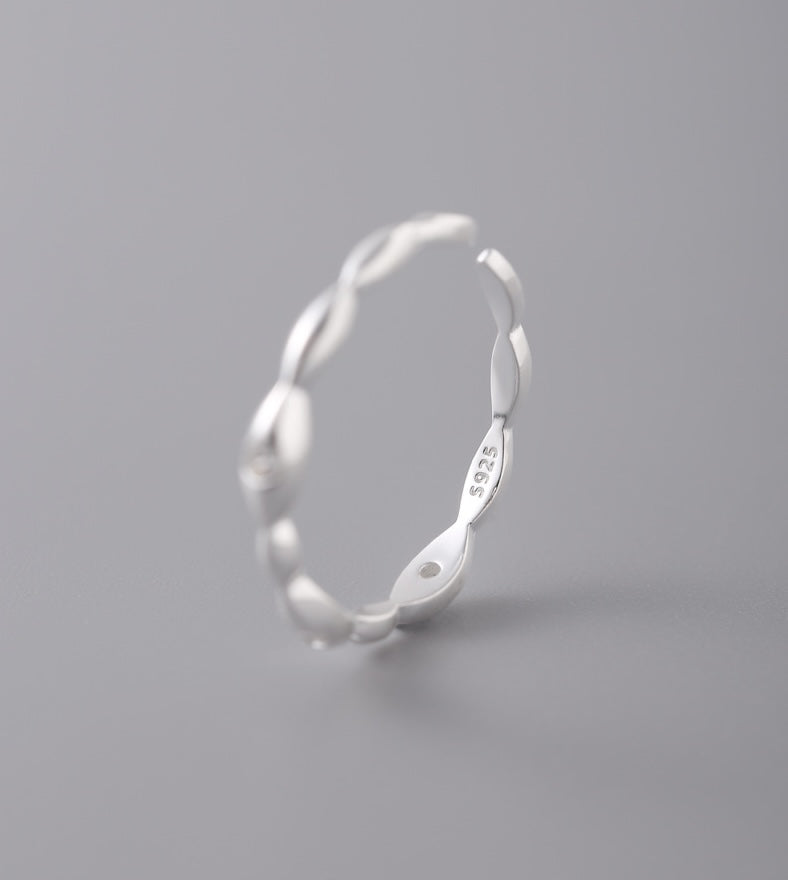 Sterling Silver Irregular Rice Beaded Open Band Ring