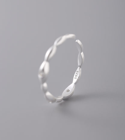 Sterling Silver Irregular Rice Beaded Open Band Ring