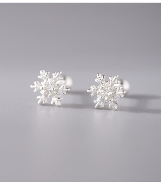 Fine Silver Snow Flake Stud Earrings