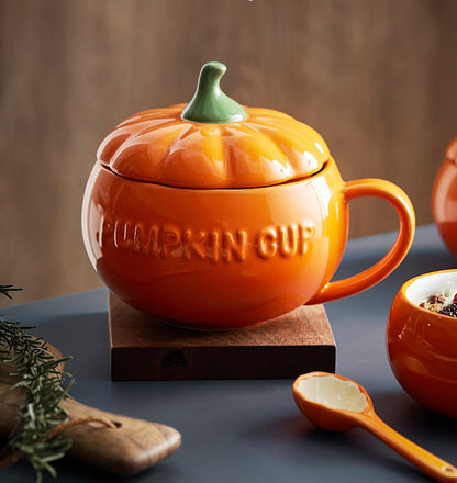 Ceramic Pumpkin Mug With Lid