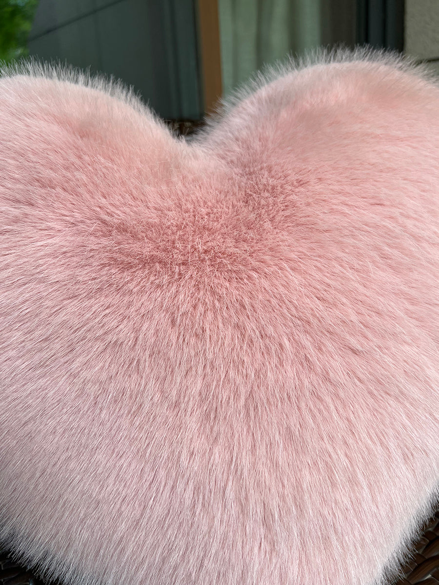 Heart-Shaped Faux Fur Throw Pillow