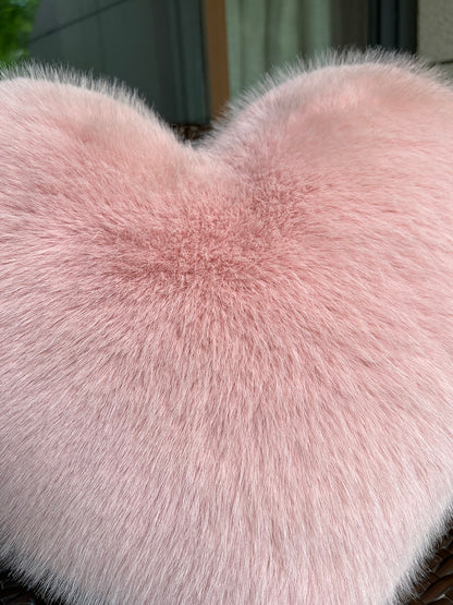 Heart-Shaped Faux Fur Throw Pillow