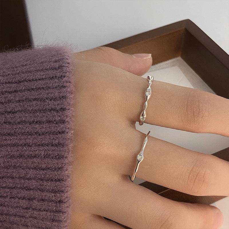 Sterling Silver Irregular Rice Beaded Open Band Ring