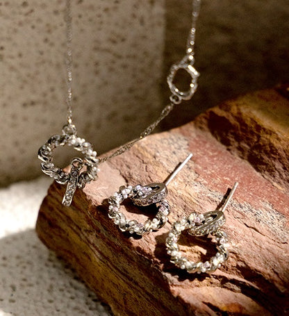 White Gold-Tone Plated Brass Zircon Drop Earrings
