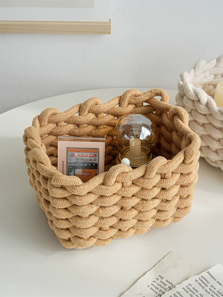 Handmade Woven Cotton Rope Storage Basket