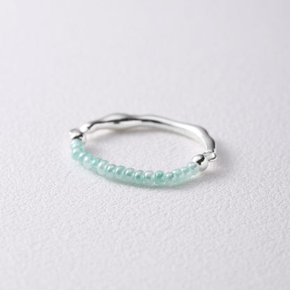 Sterling Silver Irregular Beaded Ring - Elastic Cord Style