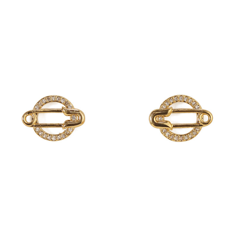 Gold Plated Brass Planet Saturn Stud Earring