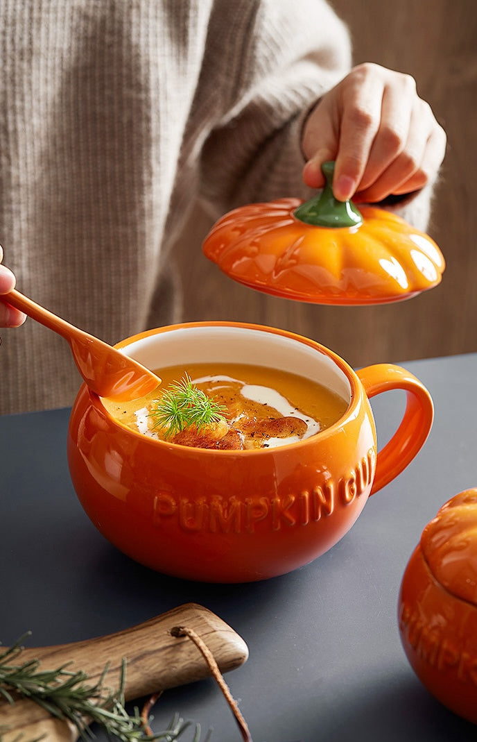 Ceramic Pumpkin Mug With Lid