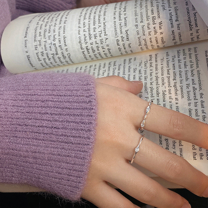 Sterling Silver Irregular Rice Beaded Open Band Ring