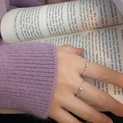 Sterling Silver Irregular Rice Beaded Open Band Ring