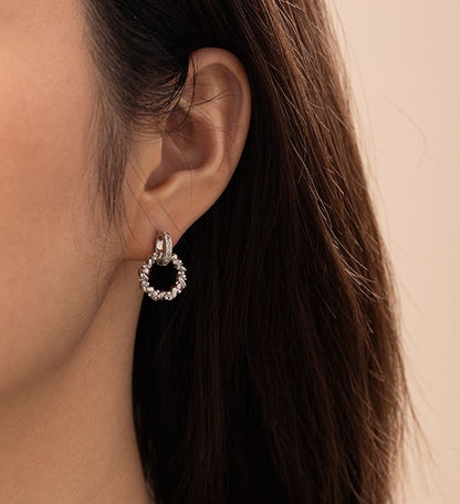 White Gold-Tone Plated Brass Zircon Drop Earrings