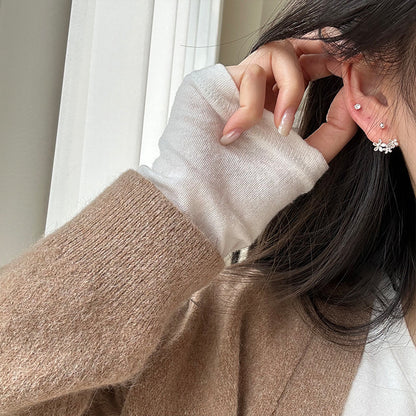 S999 Fine Silver Floral Ear Jacket Earrings