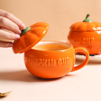 Ceramic Pumpkin Mug With Lid