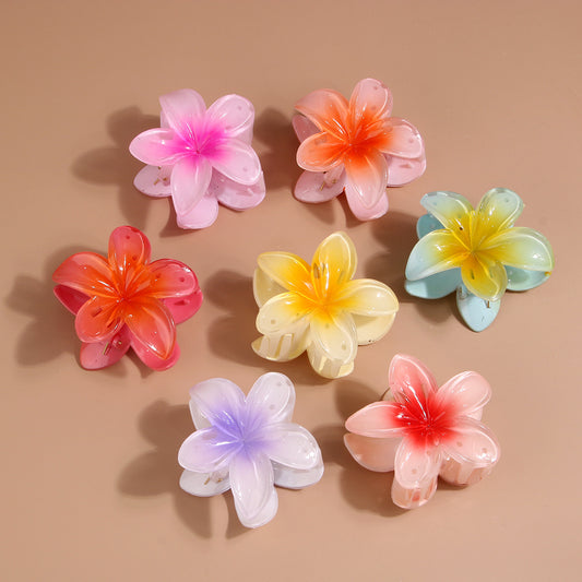 Hawaiian Floral Claw Clip with Focused Gradient Color