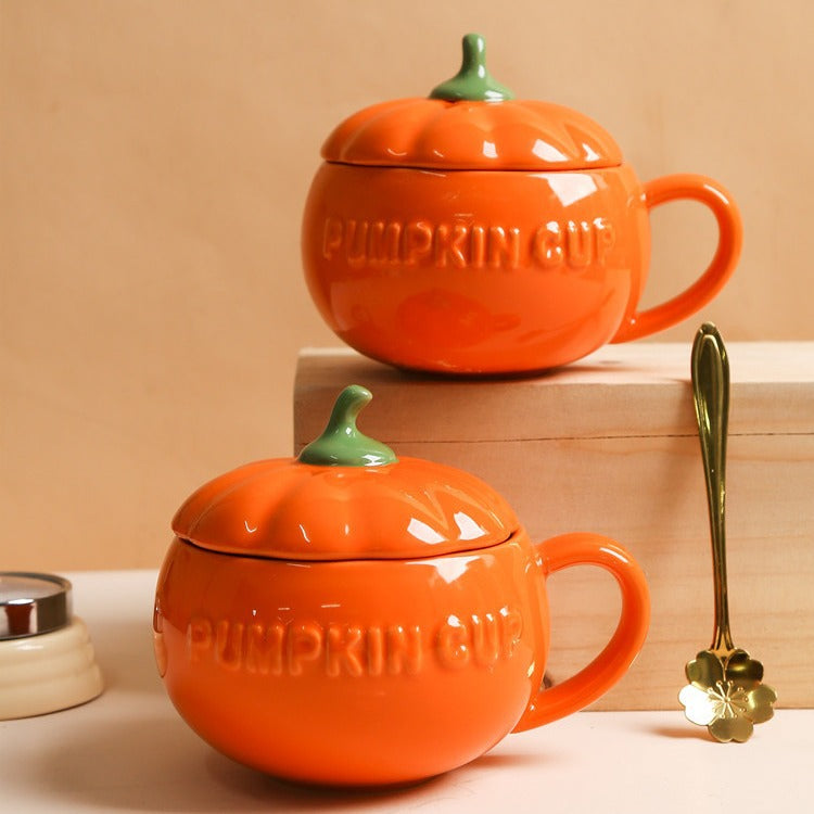 Ceramic Pumpkin Mug With Lid