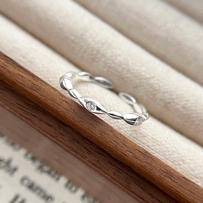 Sterling Silver Irregular Rice Beaded Open Band Ring