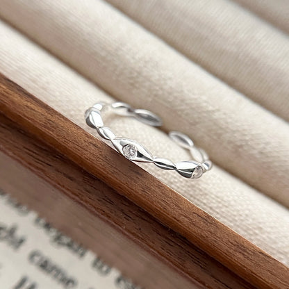 Sterling Silver Irregular Rice Beaded Open Band Ring