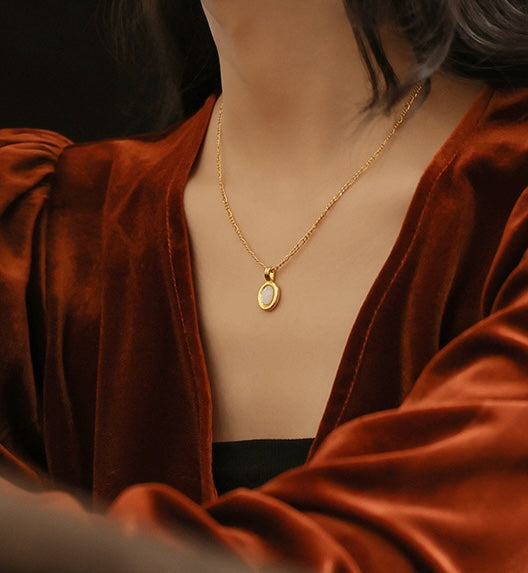 Gold-plated Brass White Shell Pendant Necklace