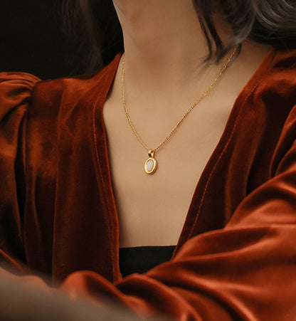 Gold-plated Brass White Shell Pendant Necklace