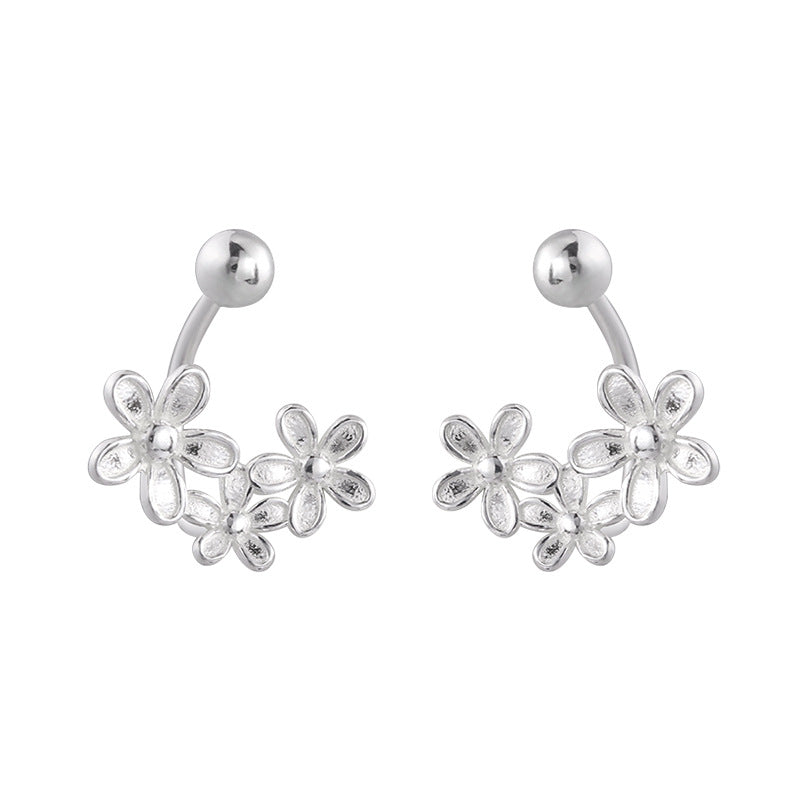 S999 Fine Silver Floral Ear Jacket Earrings