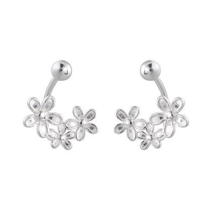 S999 Fine Silver Floral Ear Jacket Earrings