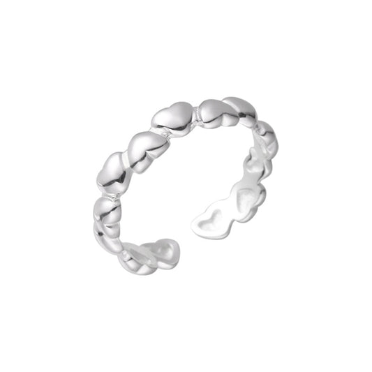 Sterling Silver Heart Link Band Open Ring