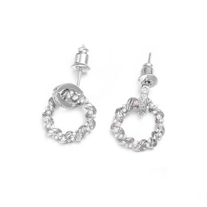 White Gold-Tone Plated Brass Zircon Drop Earrings