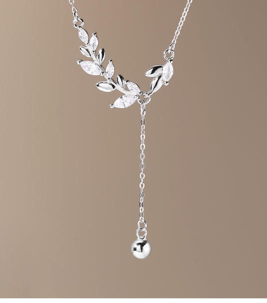 Sterling Silver Wheat Leaf Necklace