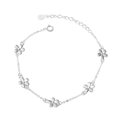Sterling Silver Flower Chain Bracelet