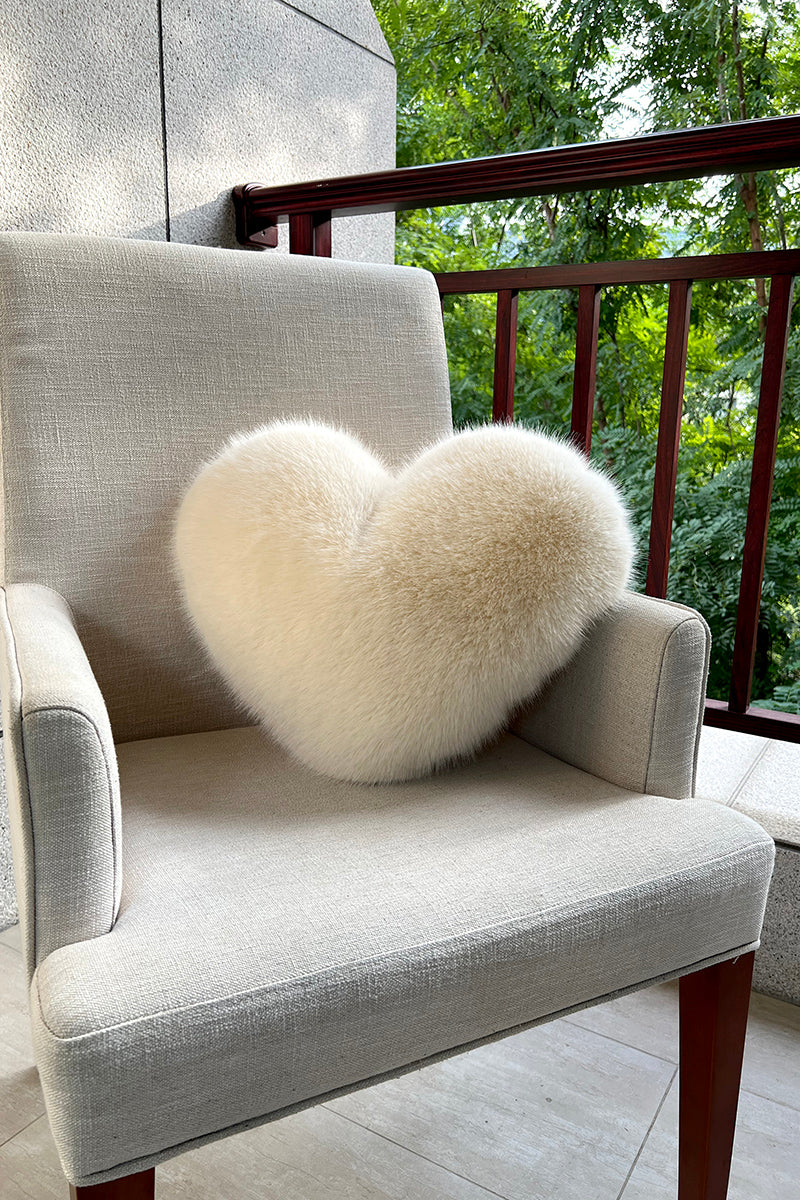 Heart-Shaped Faux Fur Throw Pillow