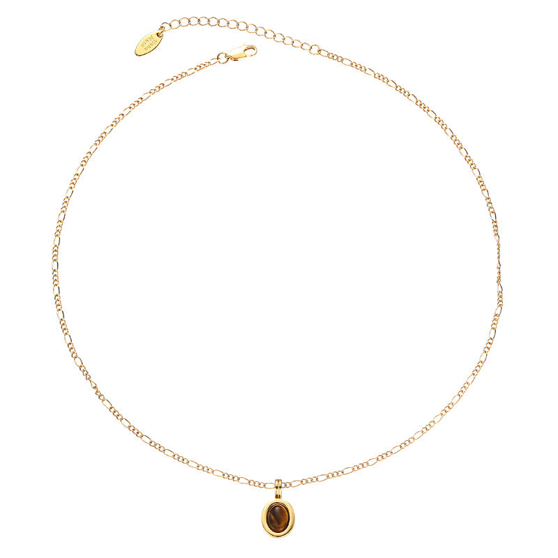 Gold-plated Brass Tiger's Eye Pendant Necklace