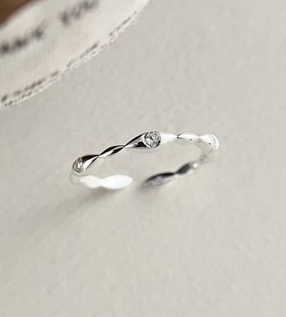 Sterling Silver Irregular Rice Beaded Open Band Ring
