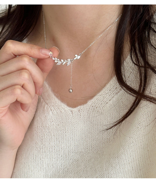 Sterling Silver Wheat Leaf Necklace