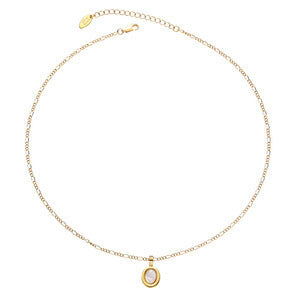 Gold-plated Brass White Shell Pendant Necklace