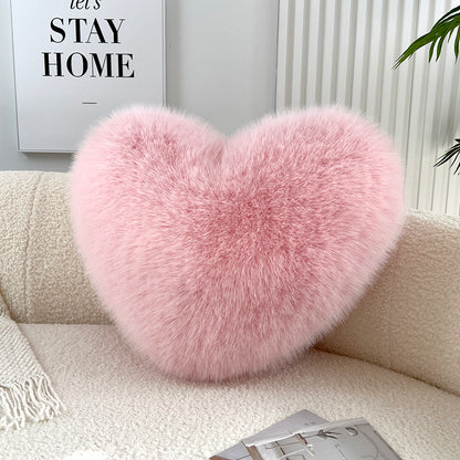 Heart-Shaped Faux Fur Throw Pillow