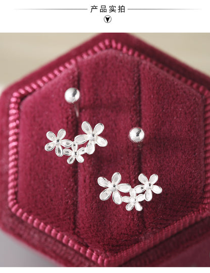 S999 Fine Silver Floral Ear Jacket Earrings